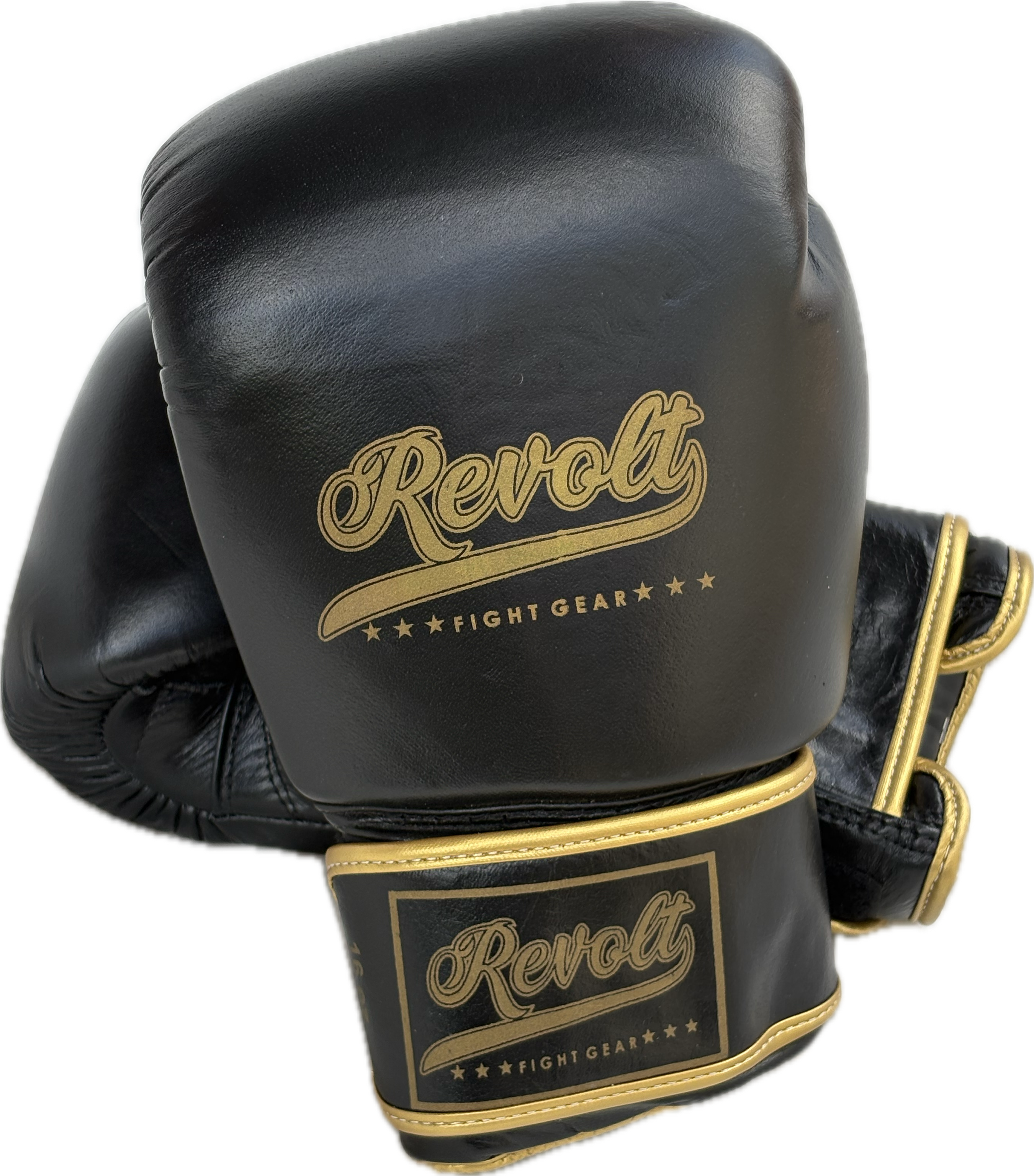 Revolt Boxing Gloves – Leather Black & Gold
